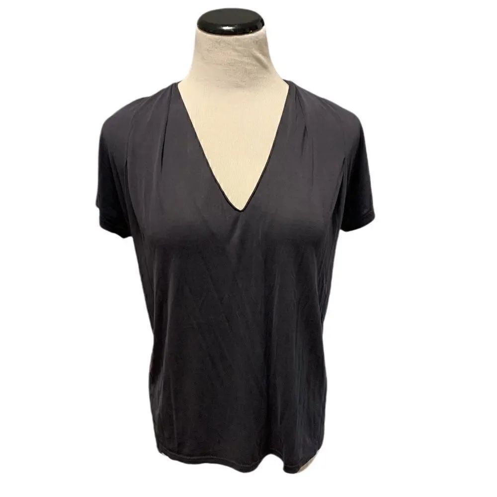 Lucky Brand Navy V-Neck Jersey Knit Top Sz S